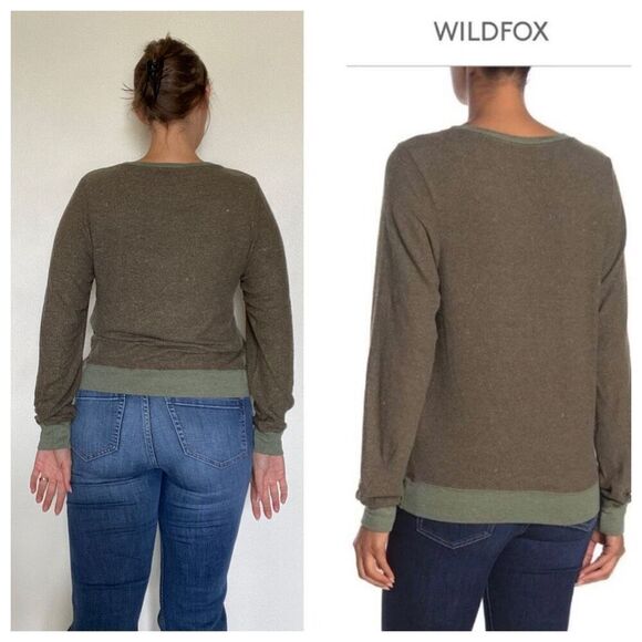WILDFOX Sweatshirt Baggy Jumper NEW Midnight Munchies Olive Small Oversized - Picture 9 of 16